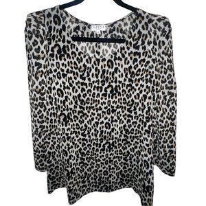 NWOT Claudie Pierlot Paris Leopard Print Blouse Bow Back Puffed Sleeves Large 38